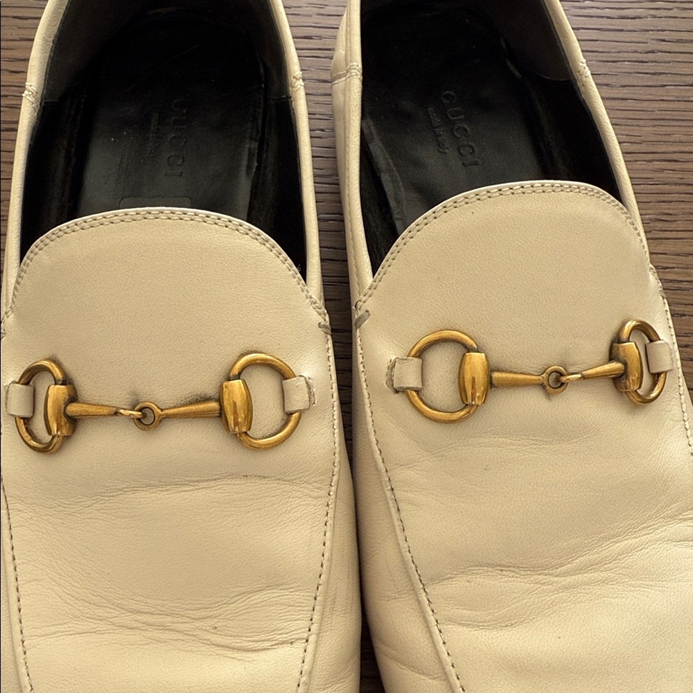 Gucci Brixton Women’s Ivory Leather Horsebit Loafers 39.5. - Picture 7 of 10